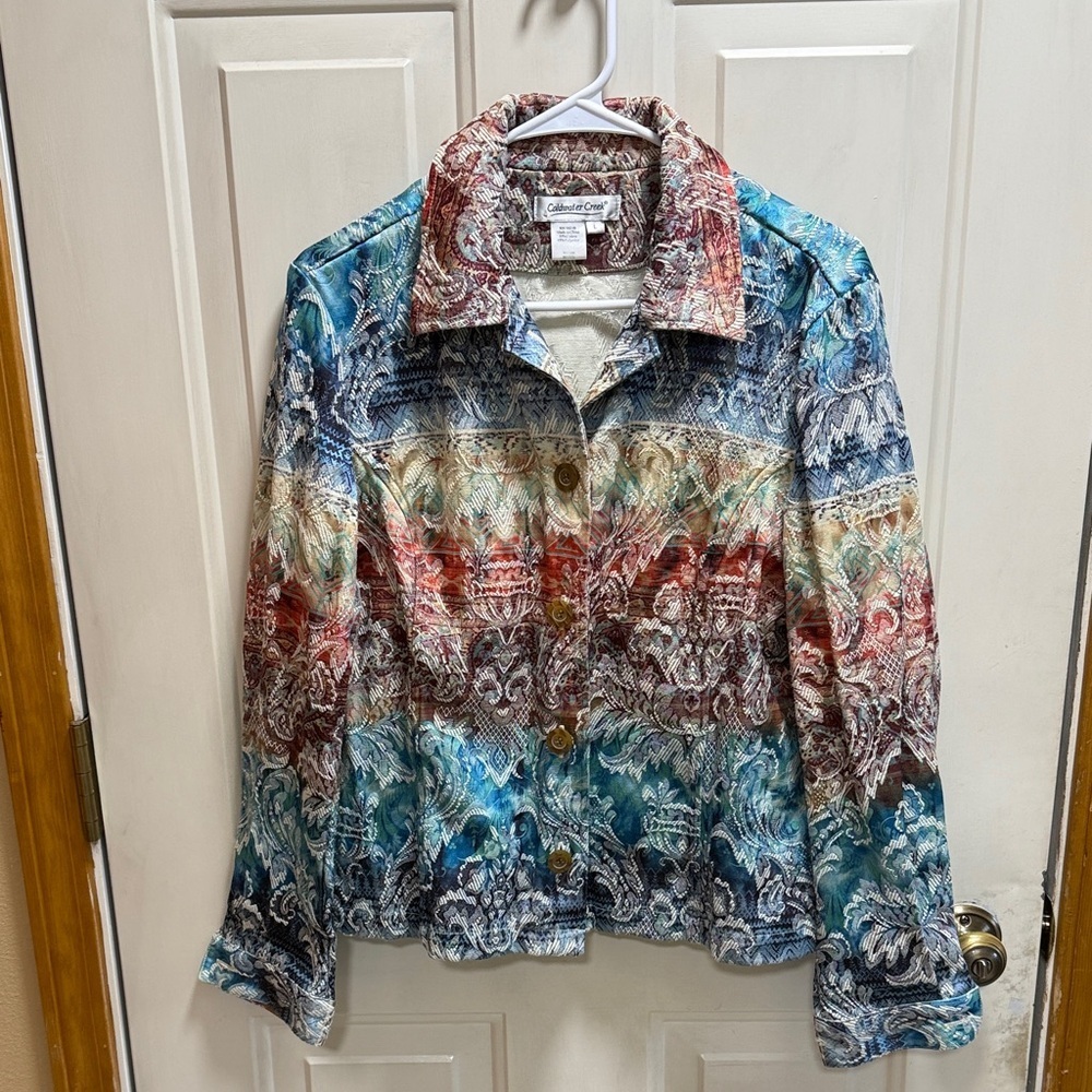 Coldwater Creek Multicolor Patterned Button Down Blazer size L